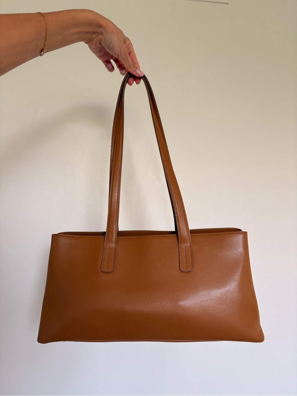 Classic Tan Leather Tote Shoulder Bag